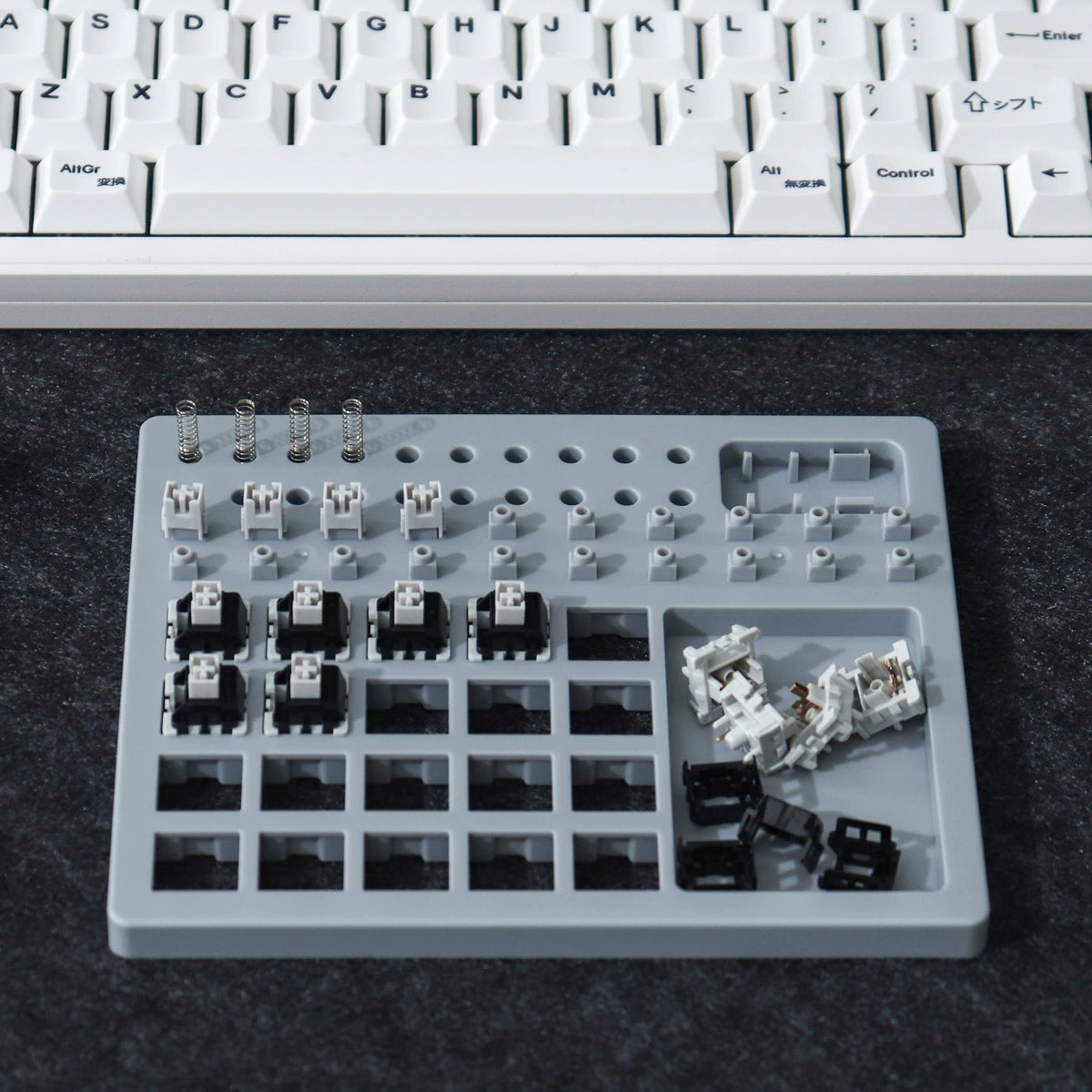 Ayuda para el montaje de interruptores de teclado mecánico: placa de eje amarilla/gris/azul