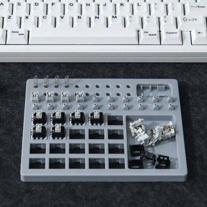 Ayuda para el montaje de interruptores de teclado mecánico: placa de eje amarilla/gris/azul