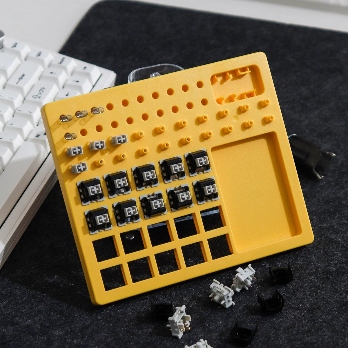 Ayuda para el montaje de interruptores de teclado mecánico: placa de eje amarilla/gris/azul