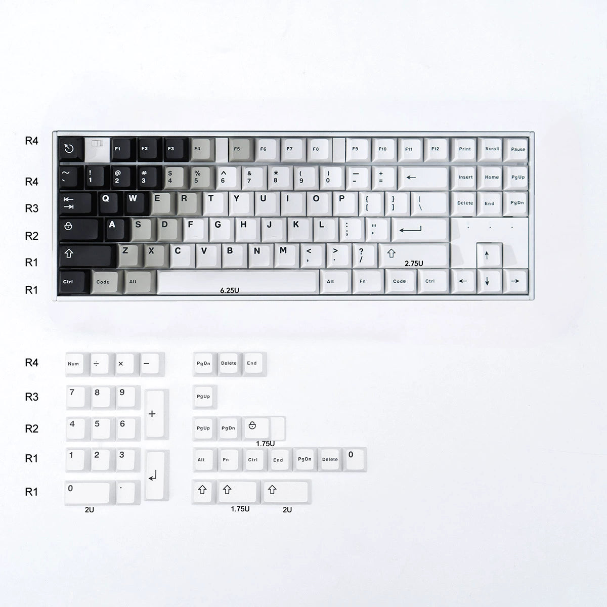 White Bagua - 121 Doubleshot Keycap Set Cherry Profile For MX Switches