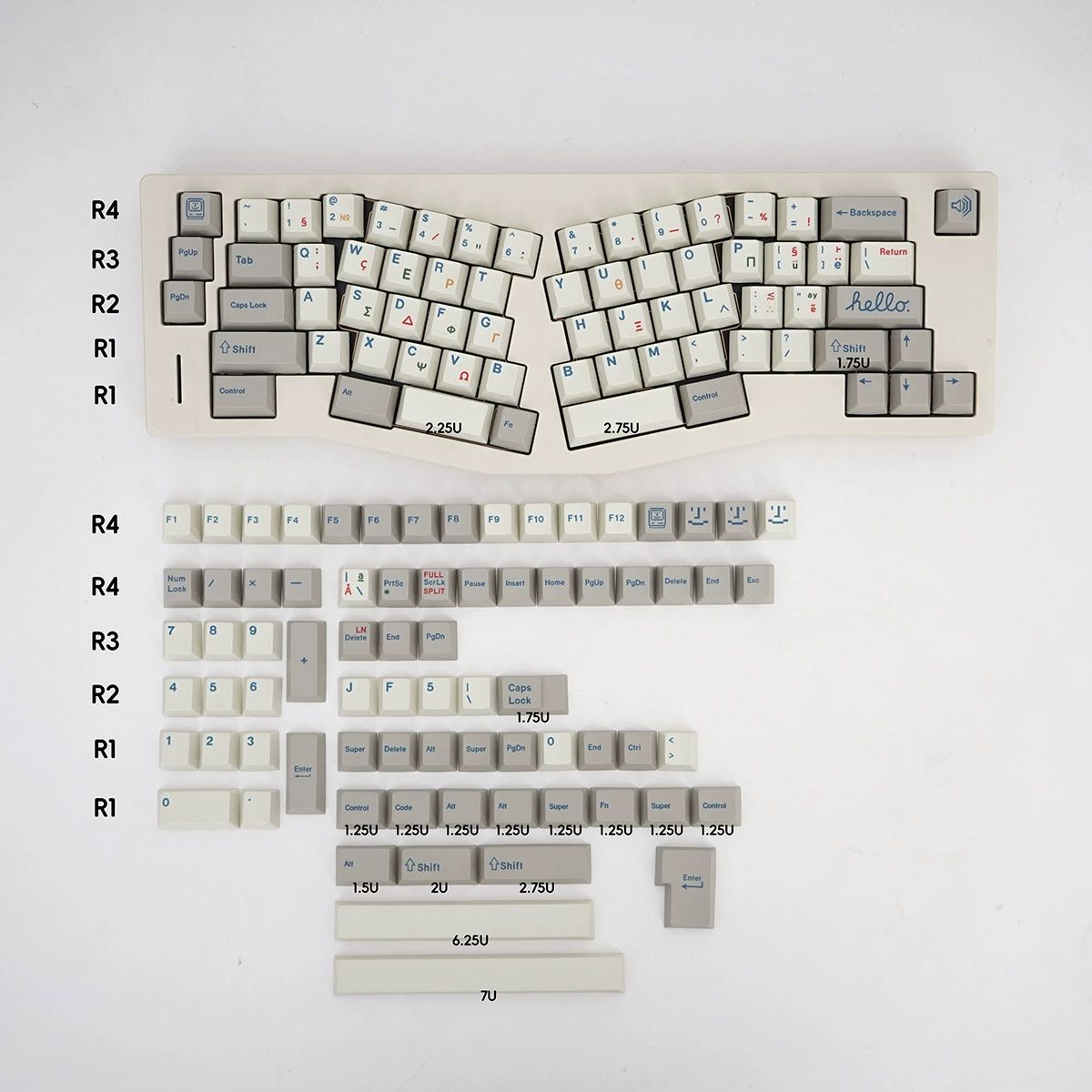 Vintage Greek 9009 – 136-Key Cherry Profile ANSI/ISO Keycap Set