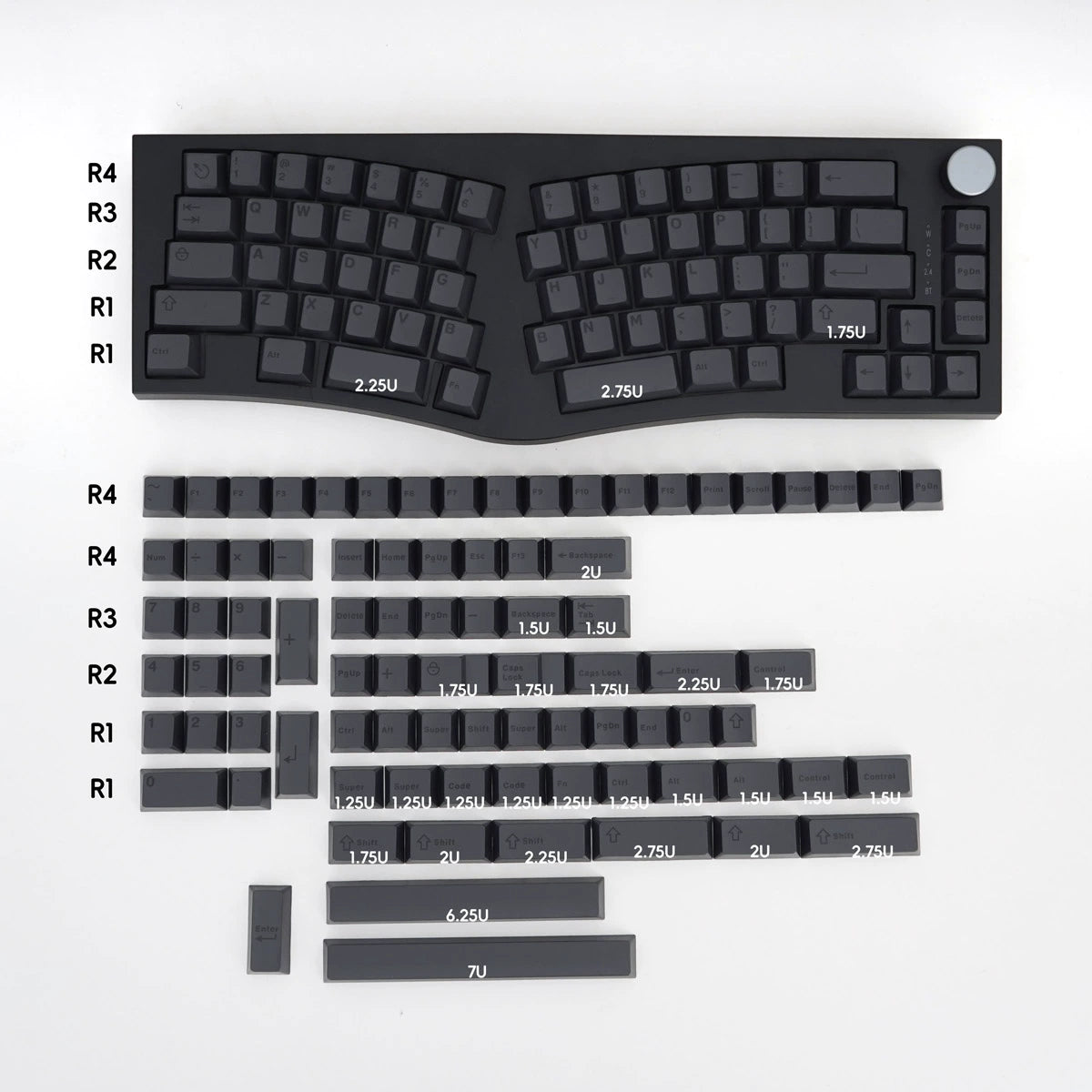 Black on Black Engraved – 152-Key ABS Cherry Profile ANSI Keycap Set