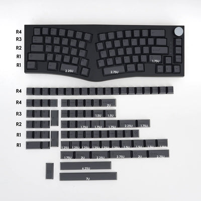 Juego de teclas ANSI con perfil de cereza ABS de 152 teclas grabadas en negro sobre negro