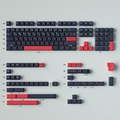 Bushido – 136-Key Cherry Profile PBT ANSI/ISO Keycap Set
