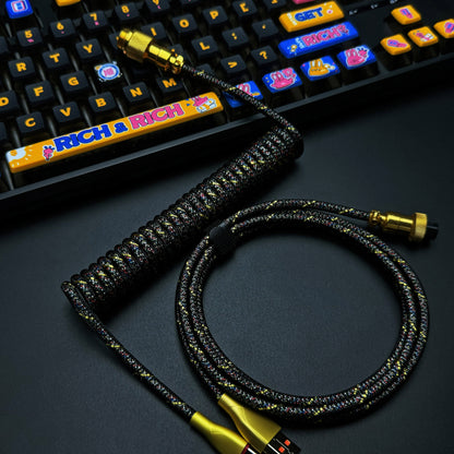 Cable USB a USB-C en espiral clásico OZO para teclados mecánicos
