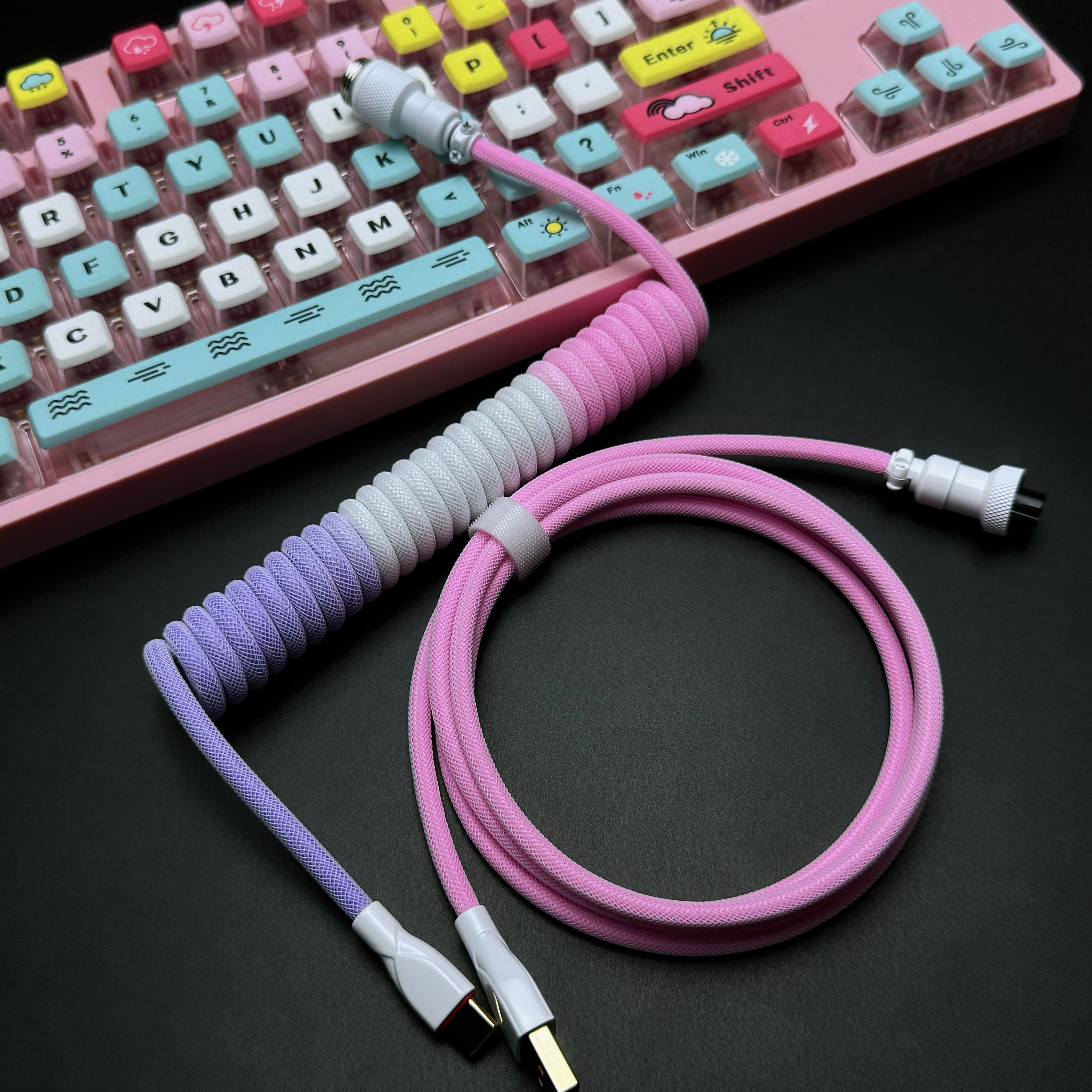 Cable USB a USB-C en espiral clásico OZO para teclados mecánicos