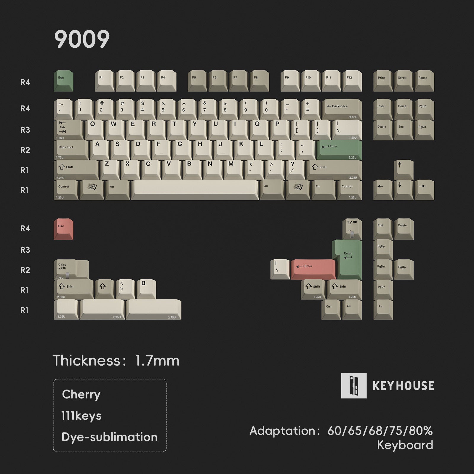 Keyhouse - 9009 Retro PBT Dye-Sub Keycaps