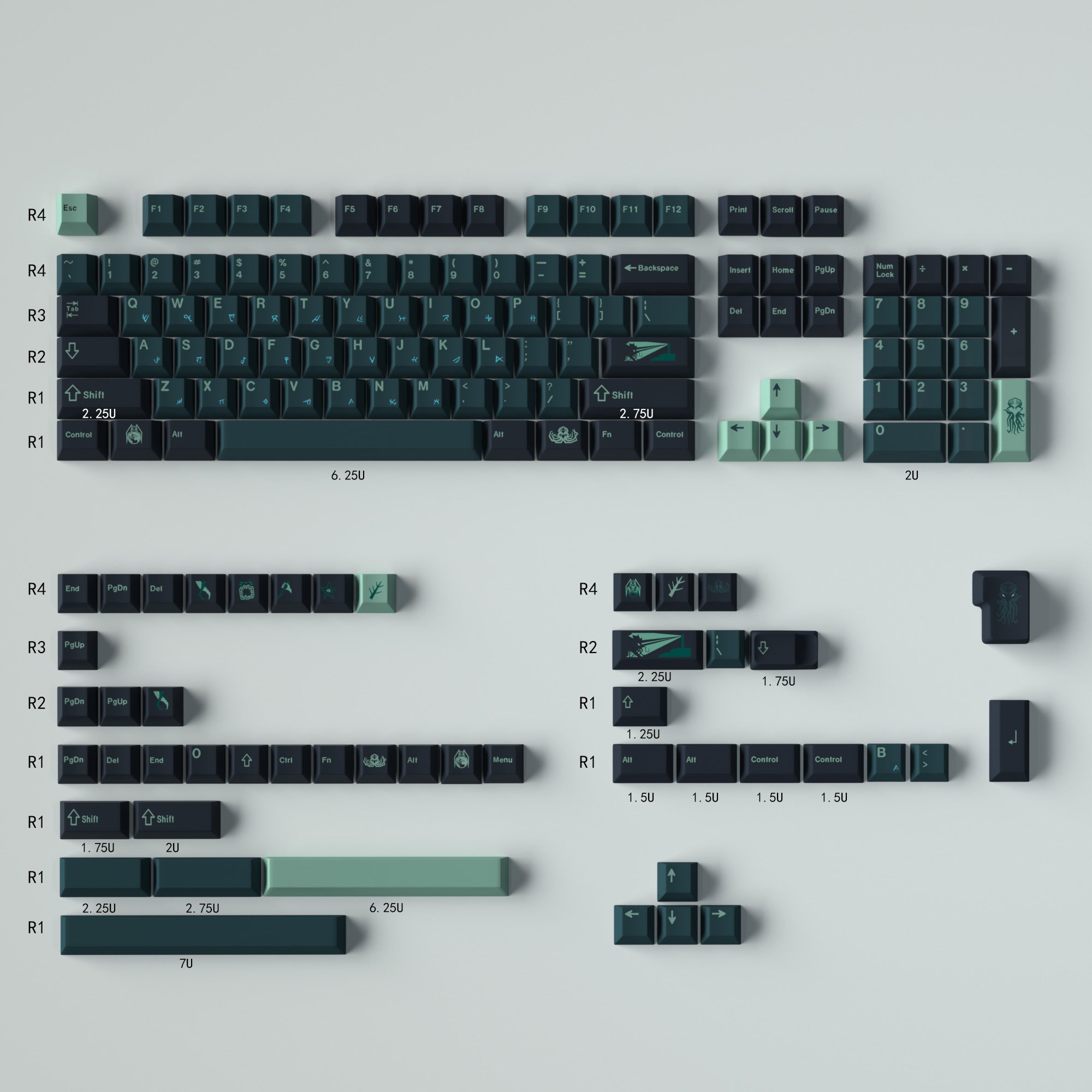 Terror Below – 136-Key Cherry Profile PBT ANSI/ISO Keycap Set