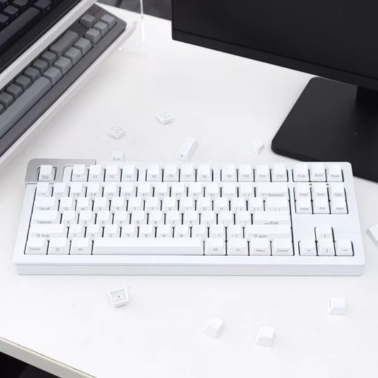 White Side-Engraved – 108-Key PBT Cherry Profile ANSI Keycap Set
