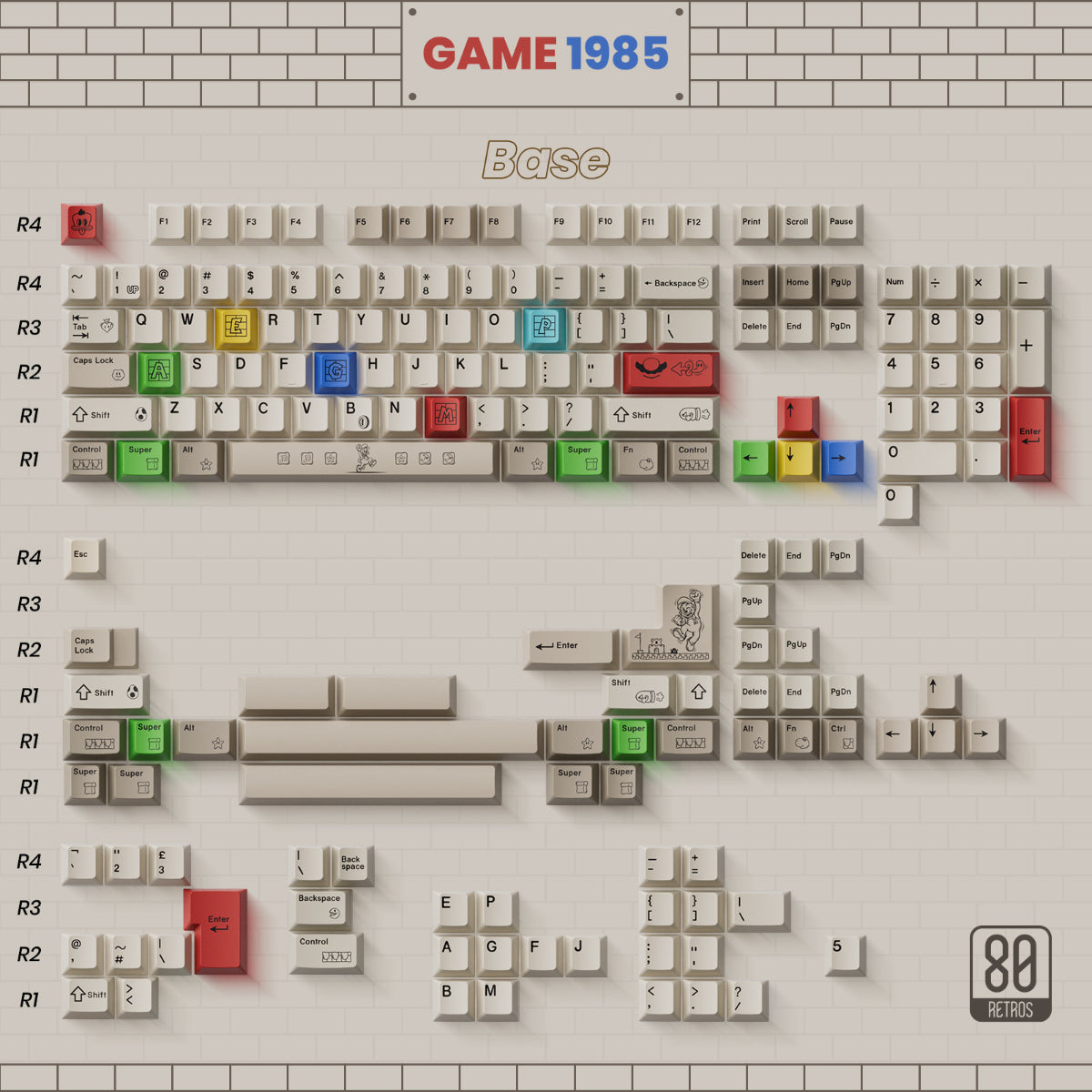 80Retros × Tutkeys Game 1989 PBT Tastenkappenset 