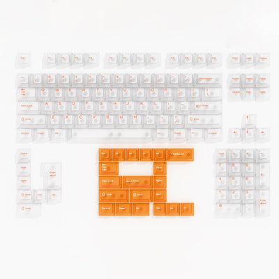 White & Orange Frosted Transparent - ISO/ANSI Keycap Set - Cherry Profile