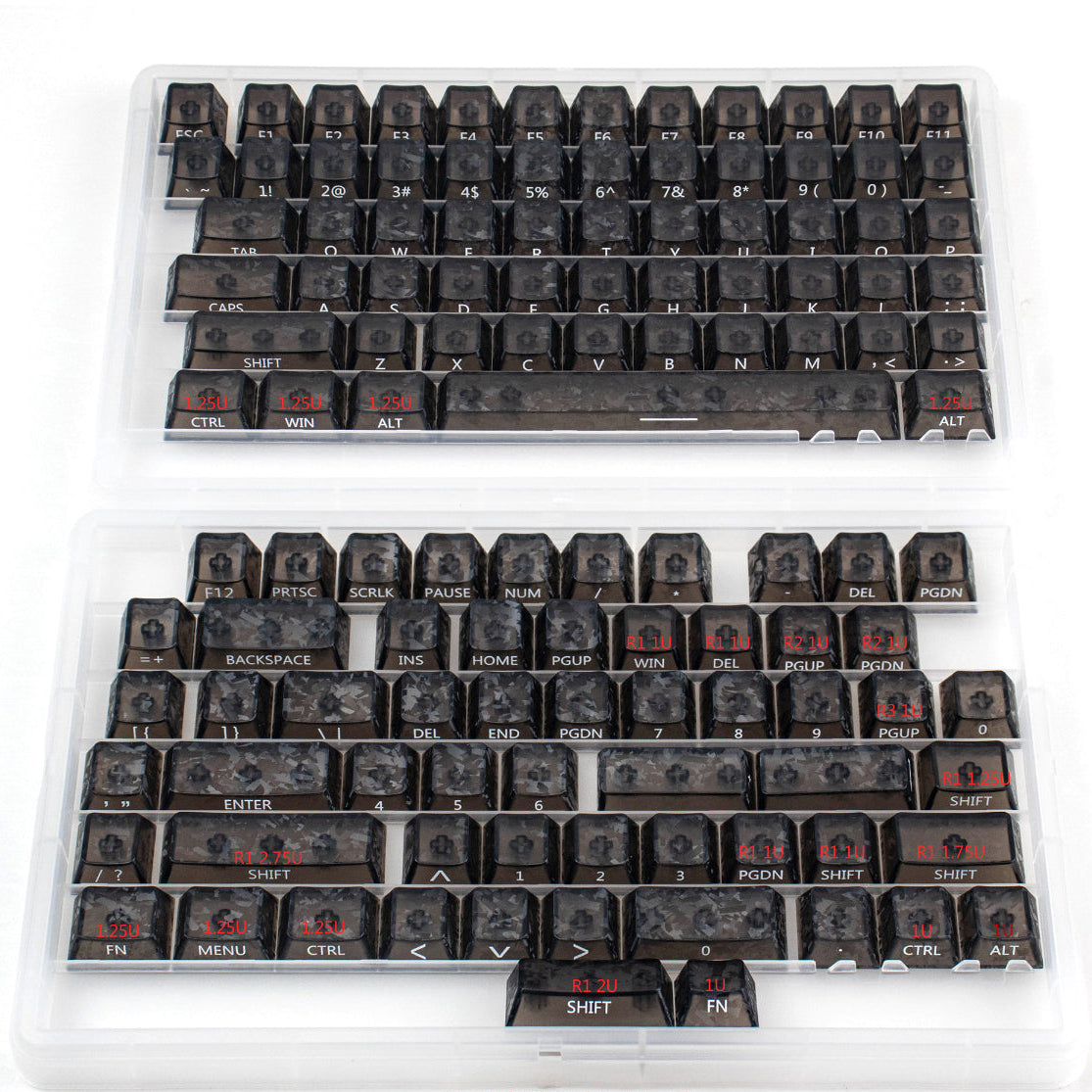 Black & White Carbon Texture Side-Print - ANSI Keycap Set - Cherry Profile