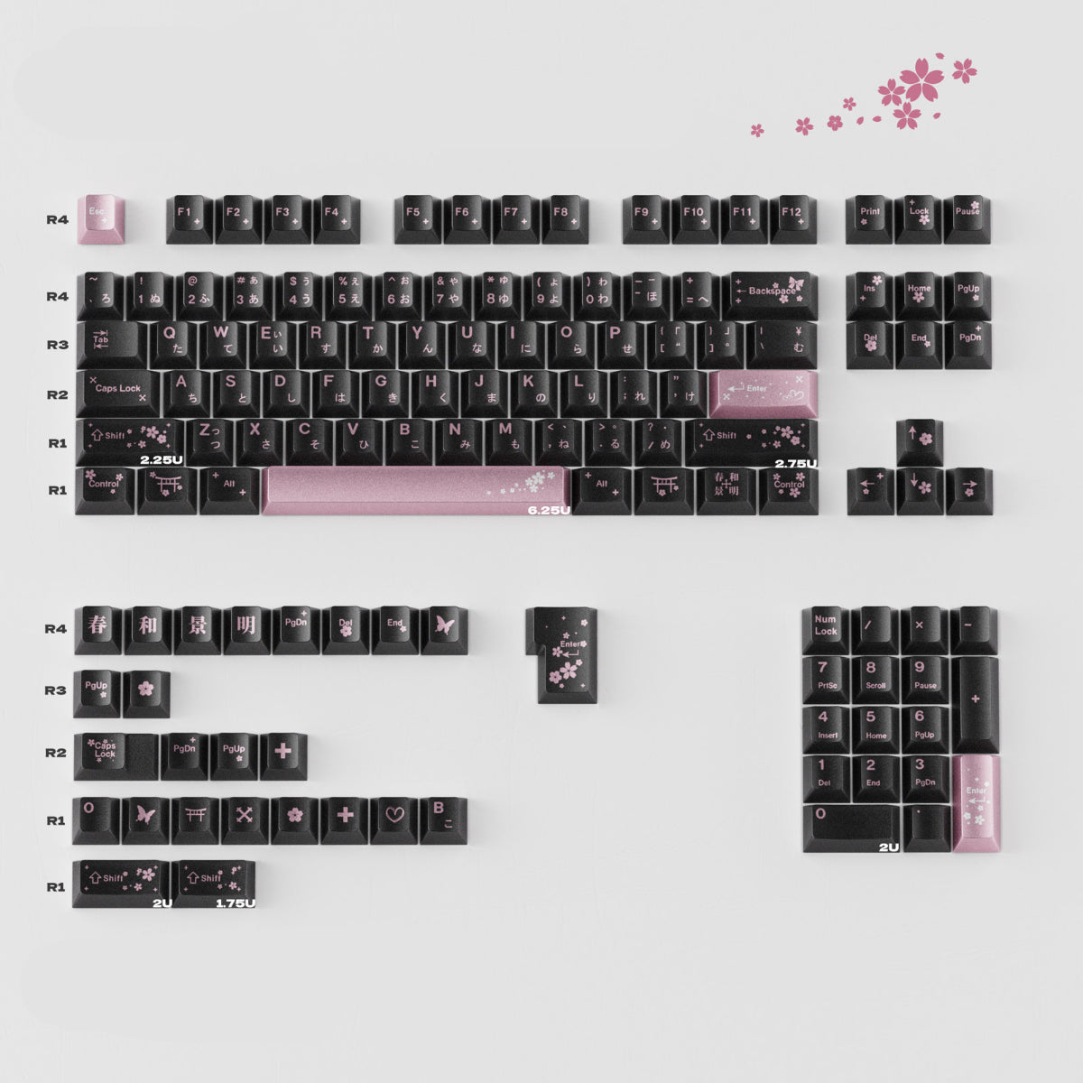 Spring Scenery Black/Silver - ISO/ANSI Keycap Set - Cherry Profile