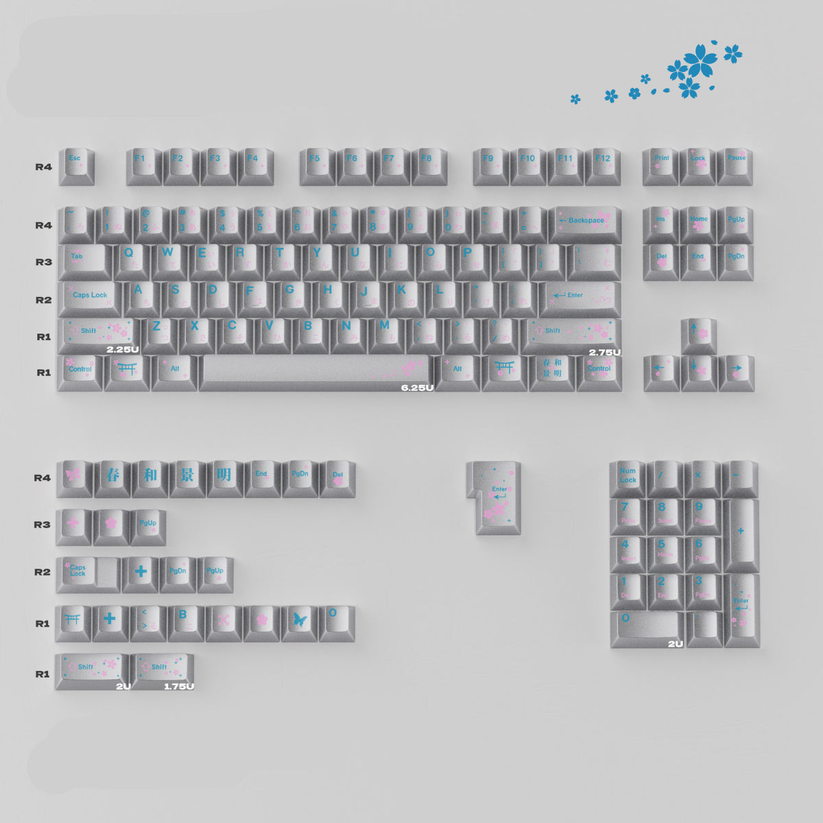 Spring Scenery Black/Silver - ISO/ANSI Keycap Set - Cherry Profile
