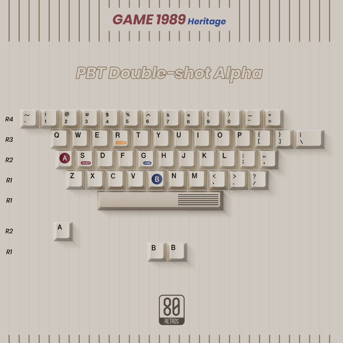 80Retros × Tutkeys Game 1989 PBT Tastenkappenset 