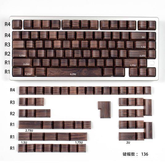 Walnut - 136 PBT ISO Keycap Set Cherry Profile For MX Switches