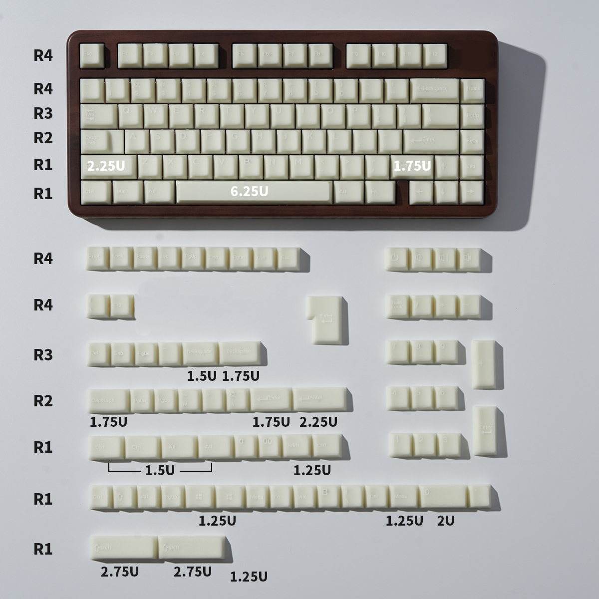 White Marble - 114/154 PBT+ABS ANSI/ISO Keycap Set