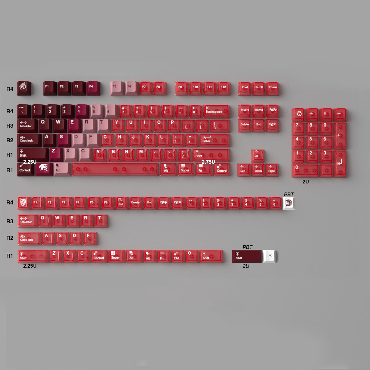 Gradient - 149 PBT Sublimation & PC Transparent Hybrid Keycaps
