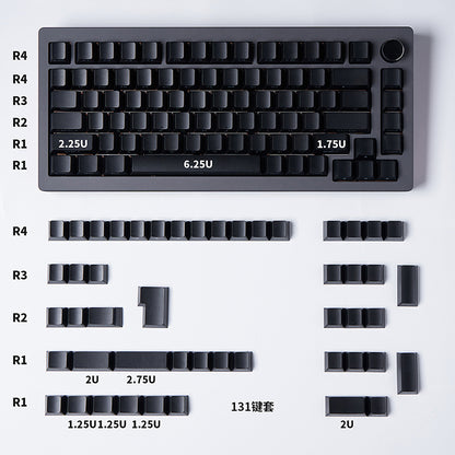 Weiß und Schwarz – 131-Tasten-ISO/ANSI-PBT-Tastenkappensatz mit seitlicher Gravur
