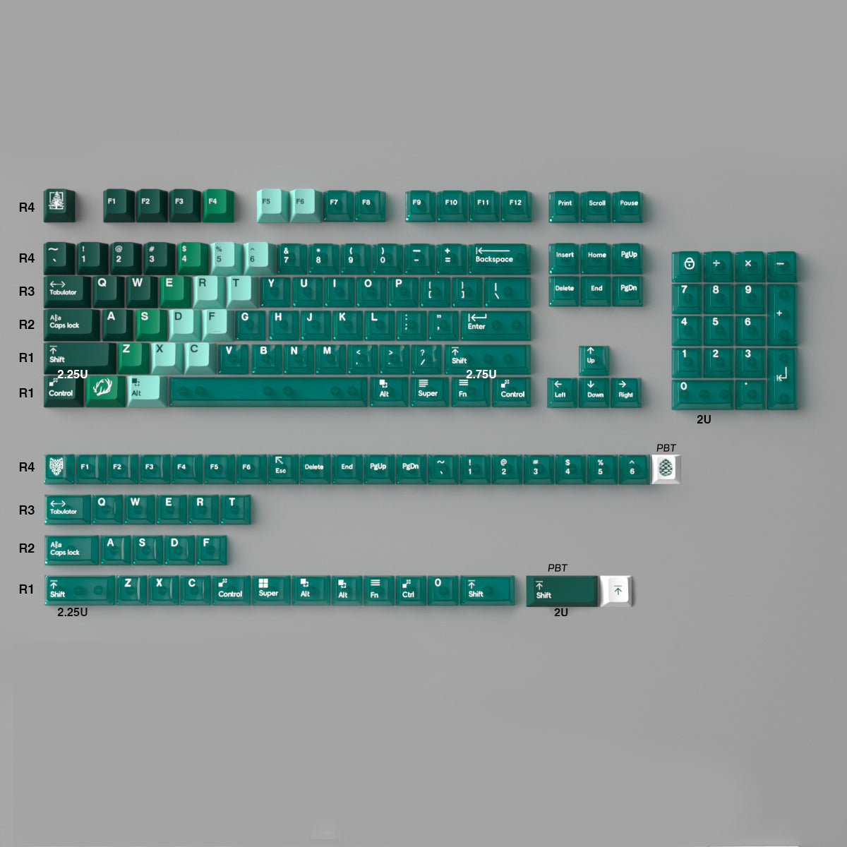 Gradient - 149 PBT Sublimation & PC Transparent Hybrid Keycaps