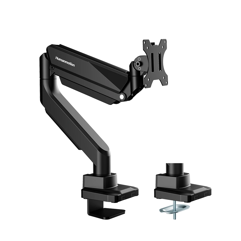 Brazo de monitor individual de alta resistencia Humanmotion T9-1B, color negro