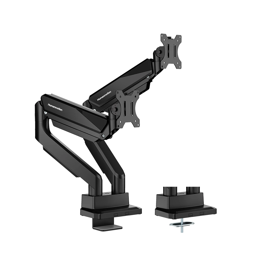 Brazo de monitor dual resistente Humanmotion T9-2B, negro