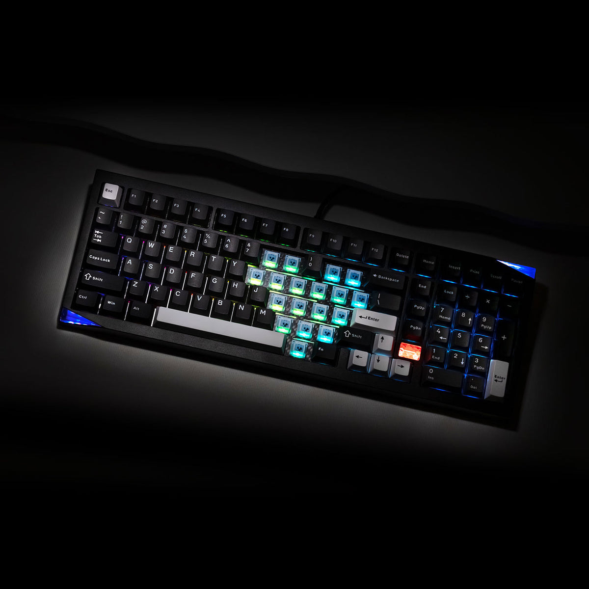 Akko Mineral 02 black mechanical keyboard RGB angle view 