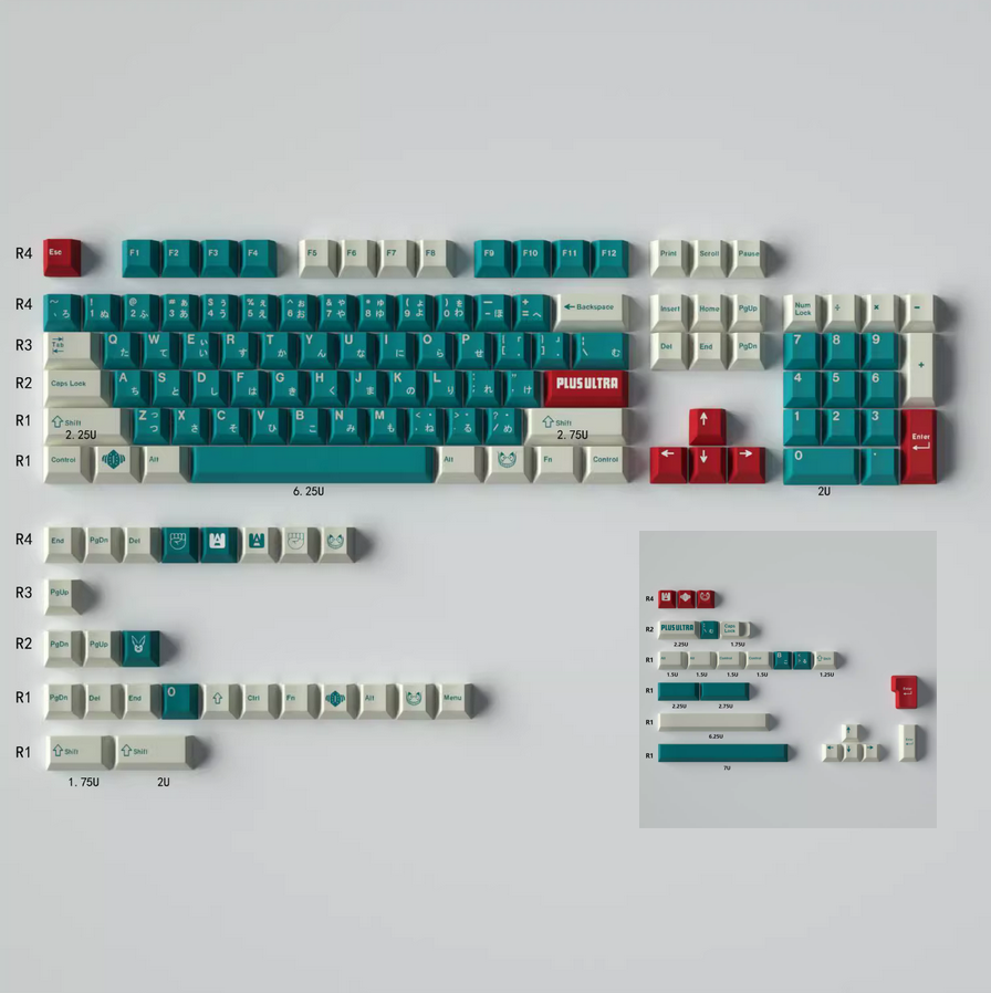 DEKU - 136-Key Cherry Profile ANSI/ISO Keycap Set