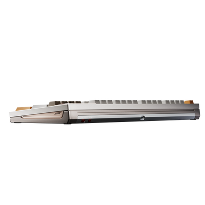 Ticktype DP104 First Light mechanical keyboard side profile showing typing angle, mode switches and USB-C port 
