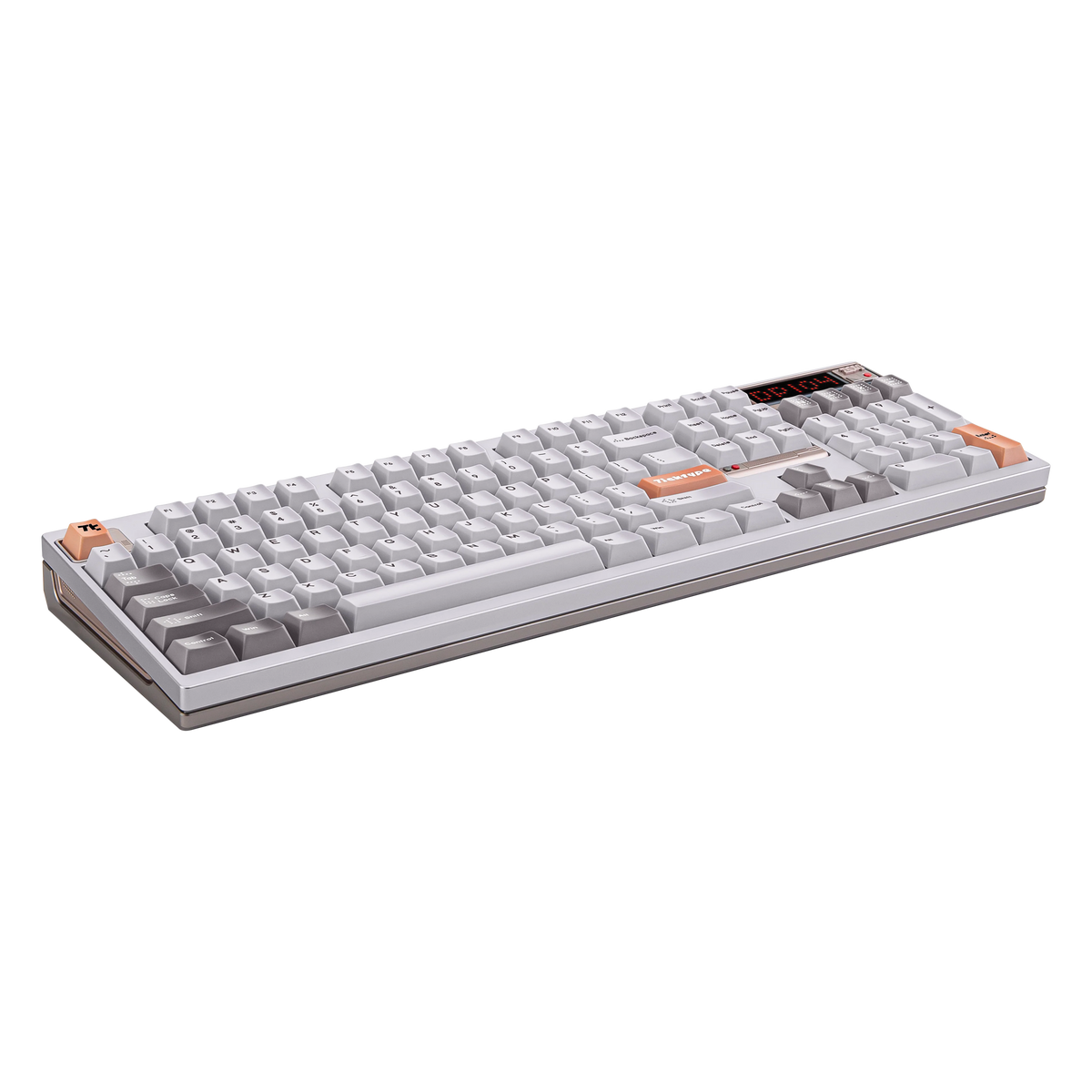 Ticktype DP104 First Light full-size mechanical keyboard angled front view 