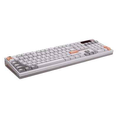 Ticktype DP104 First Light full-size mechanical keyboard angled front view 