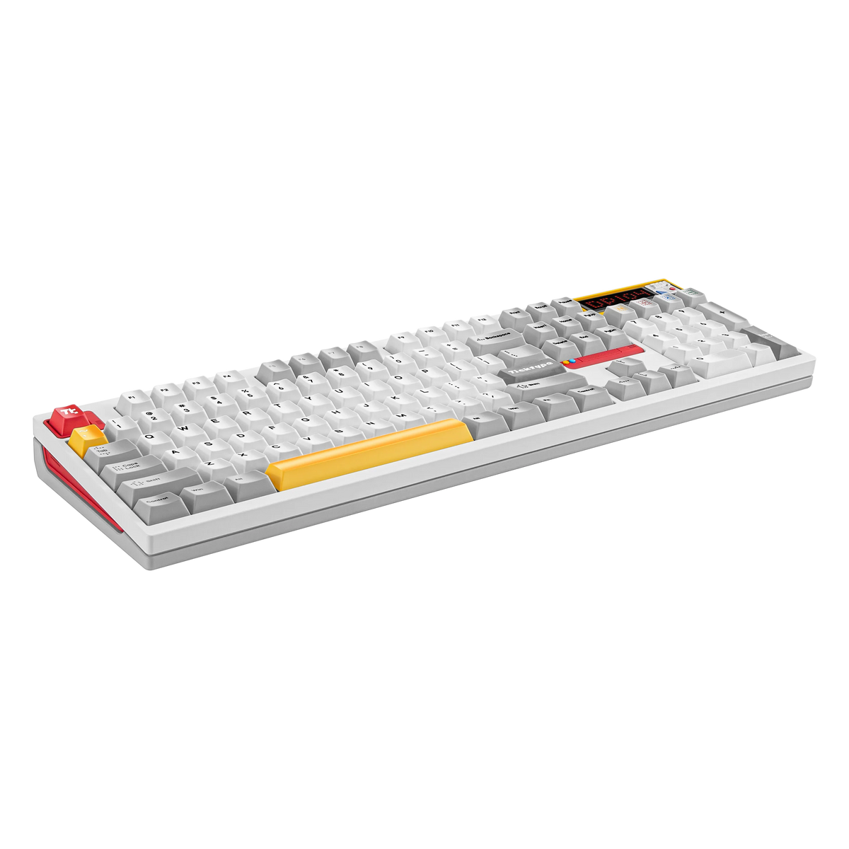 Ticktype DP104 Powder White full-size mechanical keyboard angled front view 