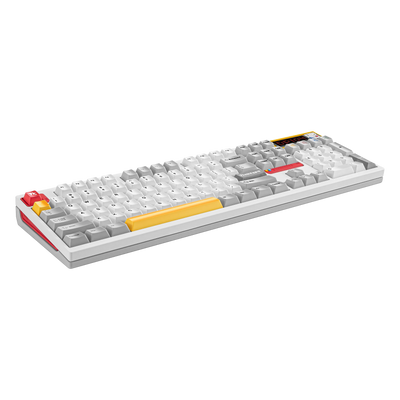 Ticktype DP104 Powder White full-size mechanical keyboard angled front view 