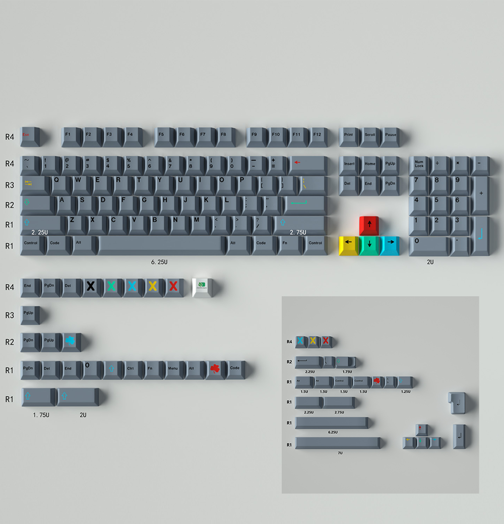 Dualshot 129-Key Cherry Profile ANSI/ISO Keycap Set