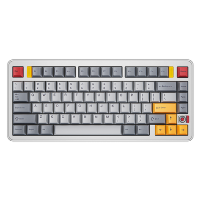 Top view of Evo75 wireless mechanical keyboard in Eclipse Grey colour, ANSI 75% layout with rotary knob 