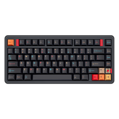 Top view of Evo75 wireless mechanical keyboard in Nebula colour, ANSI 75% layout with rotary knob 
