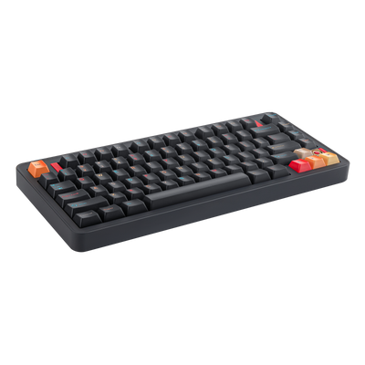 Angled view of Evo75 wireless mechanical keyboard in Nebula colour, ANSI 75% layout 