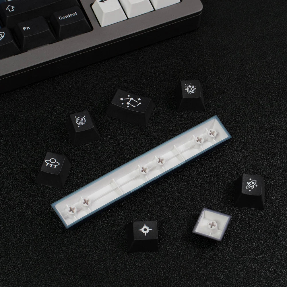 Galaxy – Juego de teclas PBT ANSI/ISO con perfil de cereza de 136 teclas