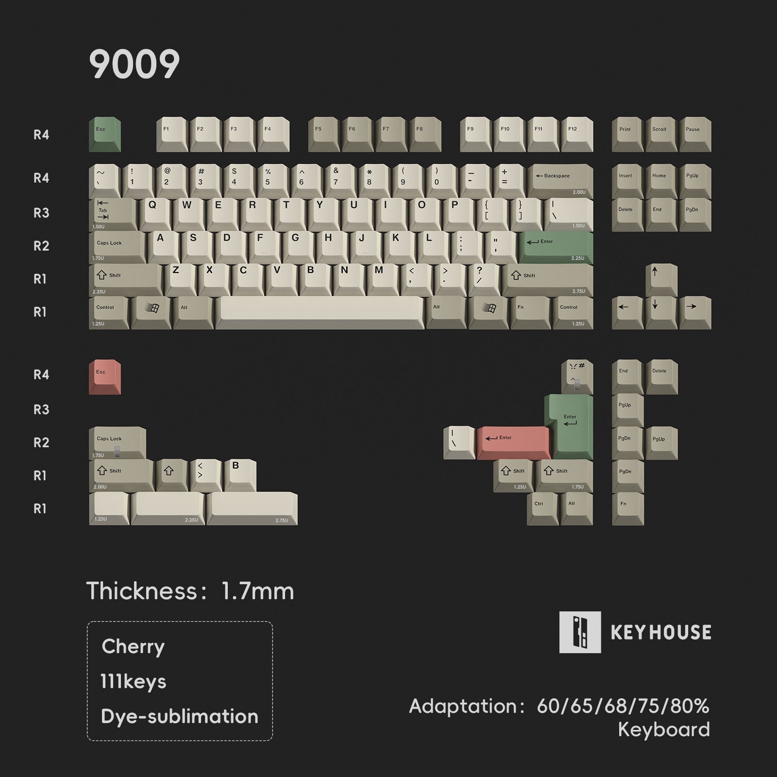 Keyhouse - 9009 Retro PBT Dye-Sub Keycaps – OZO Keyboards