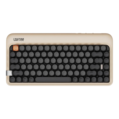 Lofree 1970s mechanical keyboard in Milk Shake, top view 