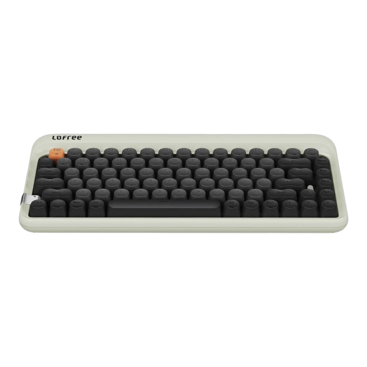 Lofree 1970s mechanical keyboard in Olive, front view #color_olive