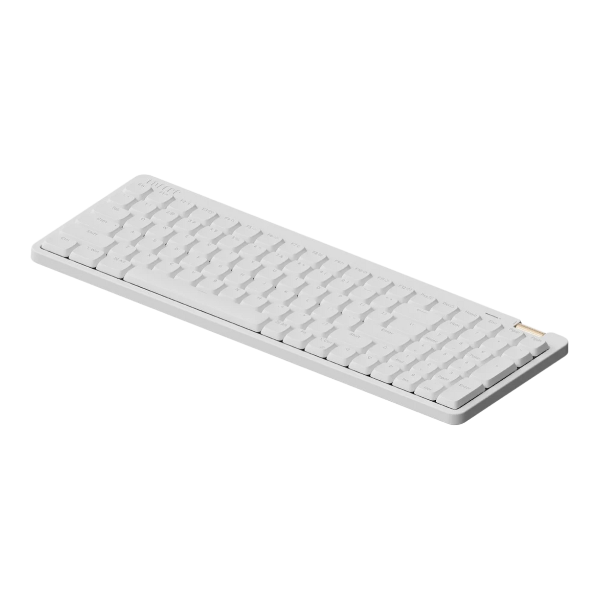 Lofree Flow Lite100 off-white low-profile mechanical keyboard three-quarter angled view 