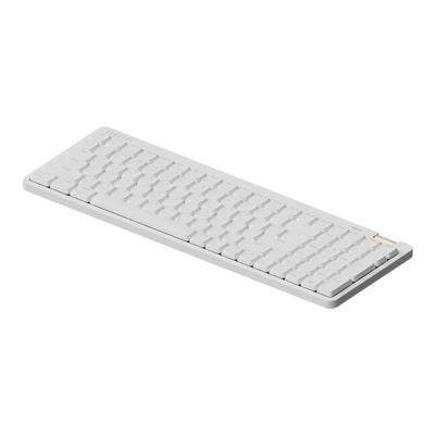 Lofree Flow Lite100 off-white low-profile mechanical keyboard three-quarter angled view 