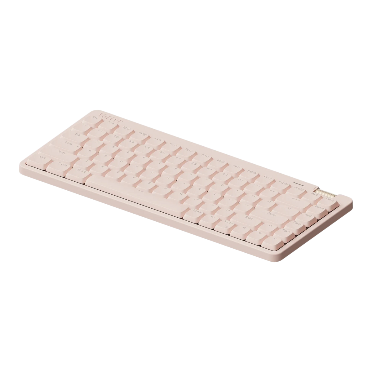 Lofree Flow Lite84 Flamingo pink low-profile 75% mechanical keyboard ANSI layout angled front view 