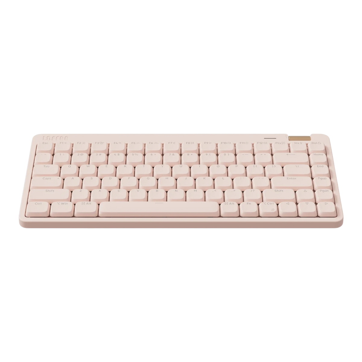 Lofree Flow Lite84 Flamingo pink low-profile 75% mechanical keyboard ANSI layout front perspective view 