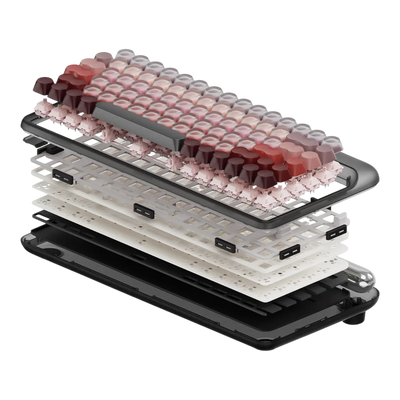 Lofree Lipstick black mechanical keyboard exploded construction view 