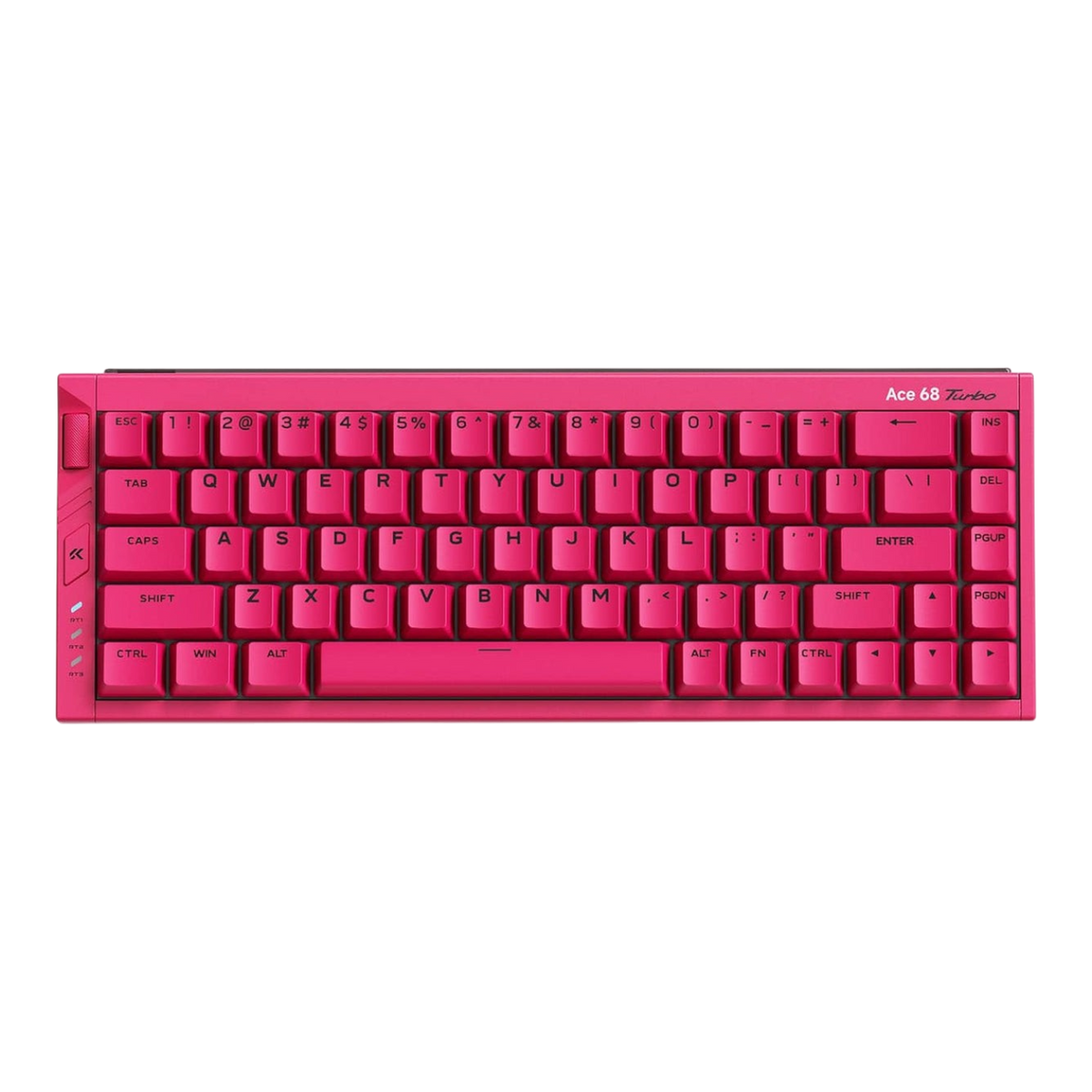 Mchose Ace 68 Turbo 65% mechanical keyboard in vibrant pink with a CNC-milled aluminium alloy case.