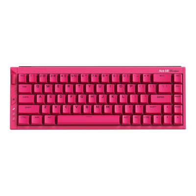 Mchose Ace 68 Turbo 65% mechanical keyboard in vibrant pink with a CNC-milled aluminium alloy case.