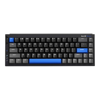 Mchose Ace 68 Turbo 65% mechanical keyboard with black and blue PBT keycaps and CNC aluminium case