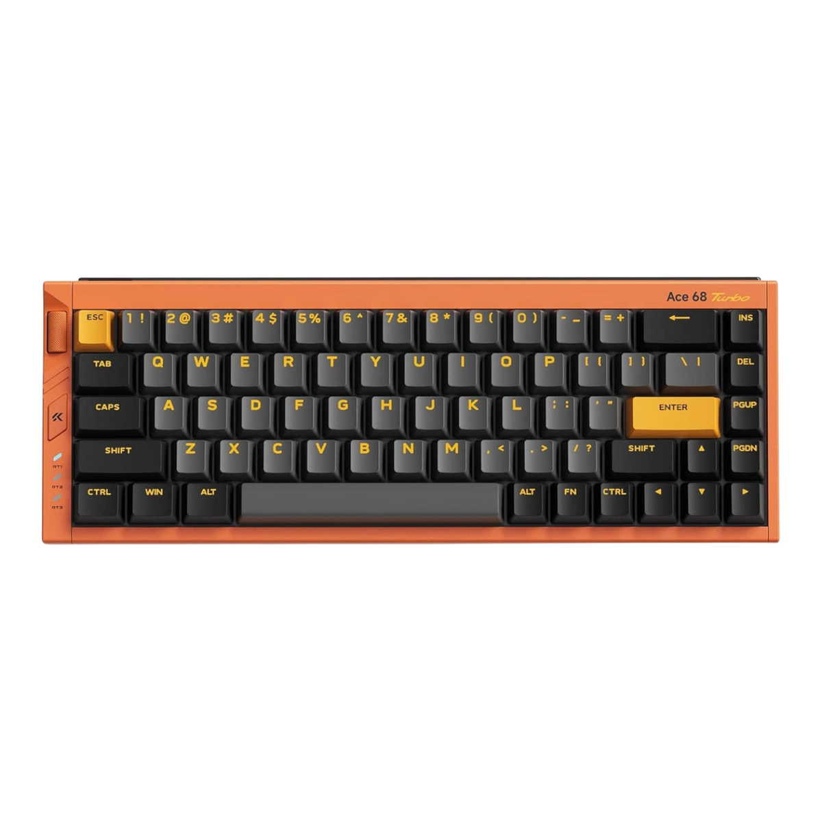 Mchose Ace 68 Turbo 65% mechanical keyboard in galaxy orange with black PBT keycaps and aluminium case